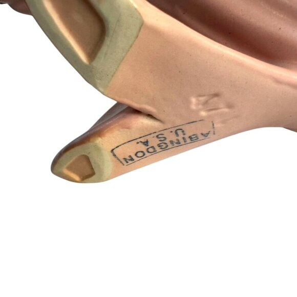 VTG ABINGDON USA Pink Ceramic Cornucopia Planter Shell Vase MCM Art Deco 471 - Picture 8 of 8